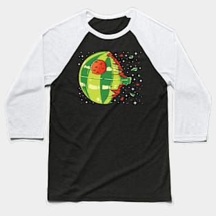 Funny watermelon Spaceship summer fruit design Baseball T-Shirt